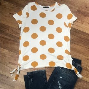 White Orange Polka Dot Top Tie sides